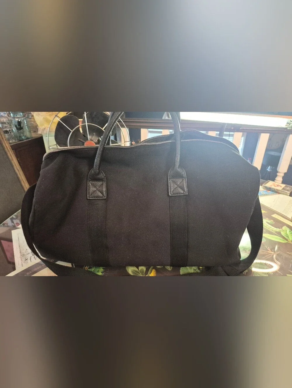 Ralph Lauren Black Canvas Duffel with Embroidered Pony